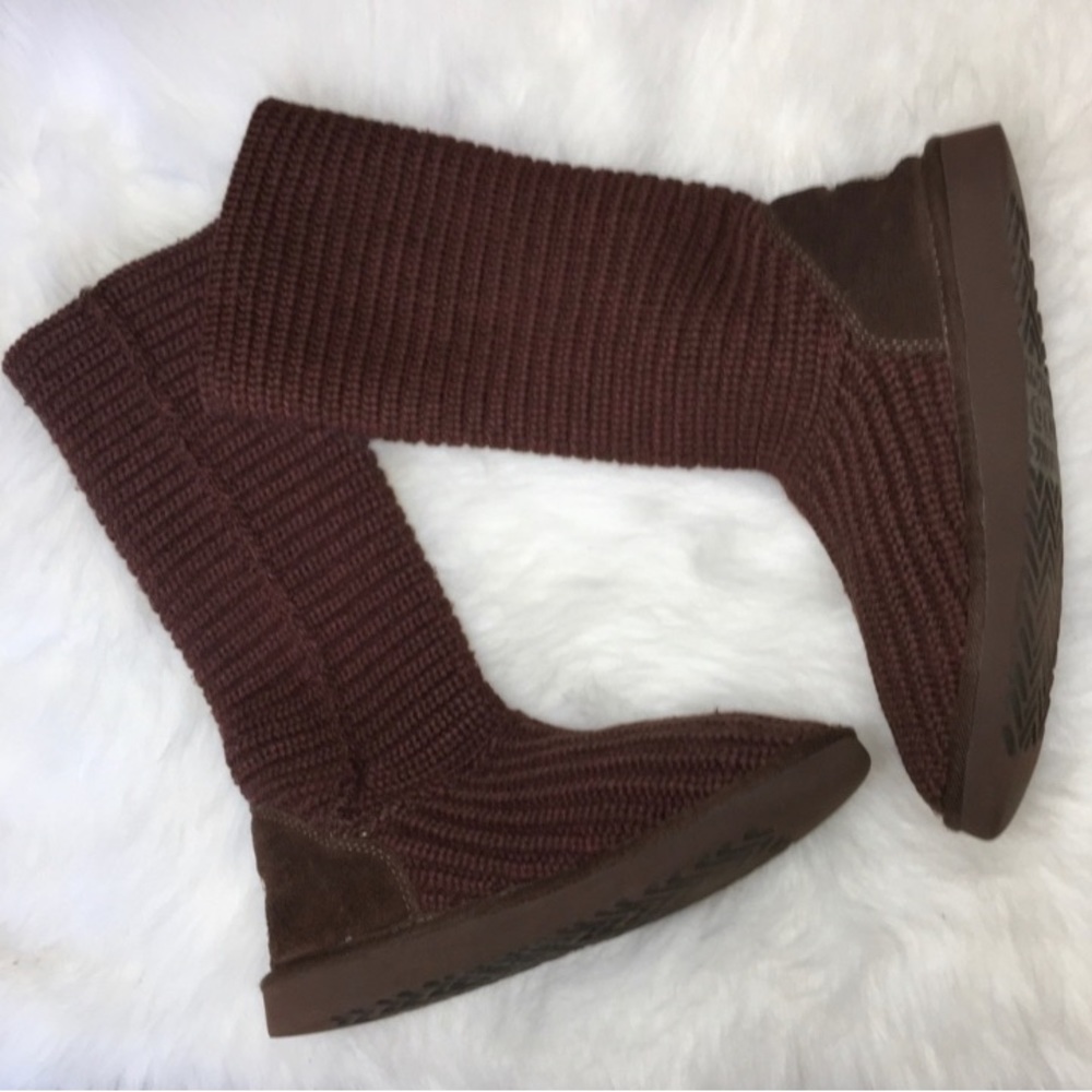 UGG Astralia classic Cardy knit Tall/Fold over Chocolate Brown Boots Sz 8 - Picture 5 of 8